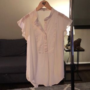 White ruffle cap sleeve shirt